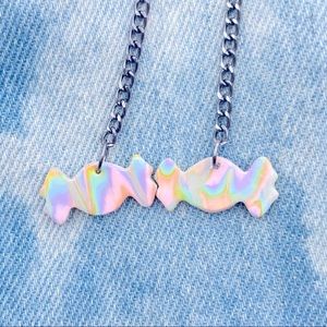 Retro 90s Lisa Frank inspired rainbow pastel Tiny candy dangle earrings